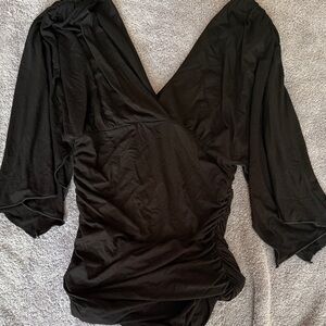 Boston Proper Black Ruched Blouse